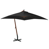 Hanging garden parasol with black pole made of solid fir wood