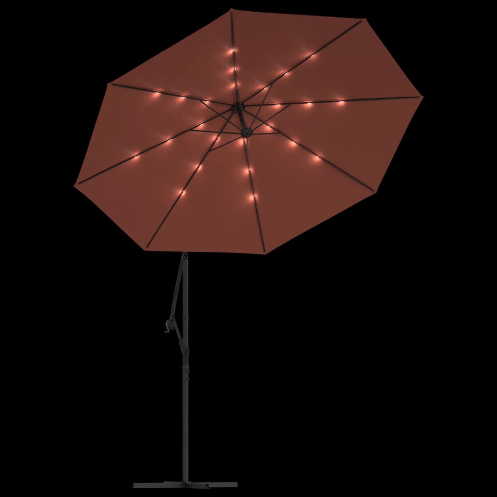 Cantilever Garden Umbrella with LED Lights Steel Pole