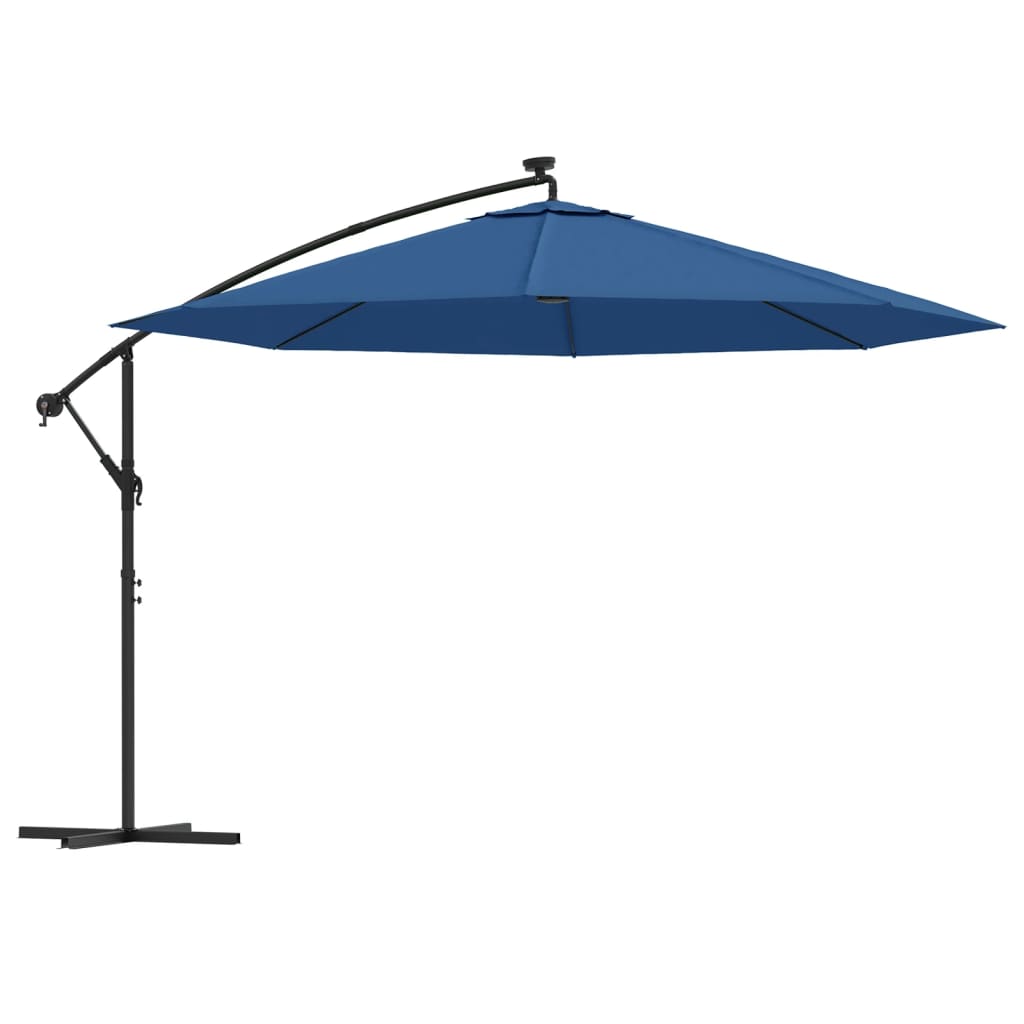 Cantilever Garden Umbrella with Azure Blue LED Lights