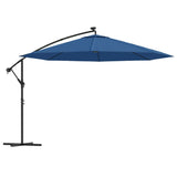 Cantilever Garden Umbrella with Azure Blue LED Lights