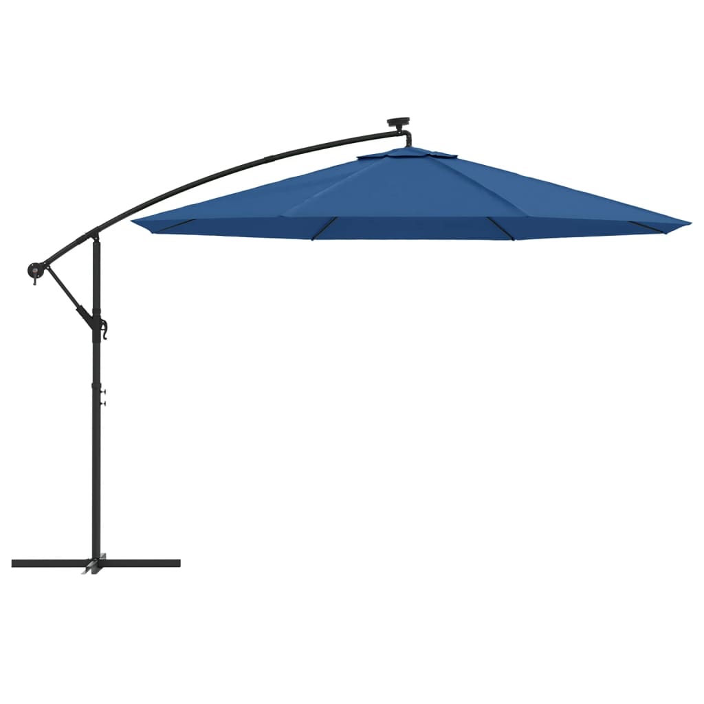 Cantilever Garden Umbrella with Azure Blue LED Lights