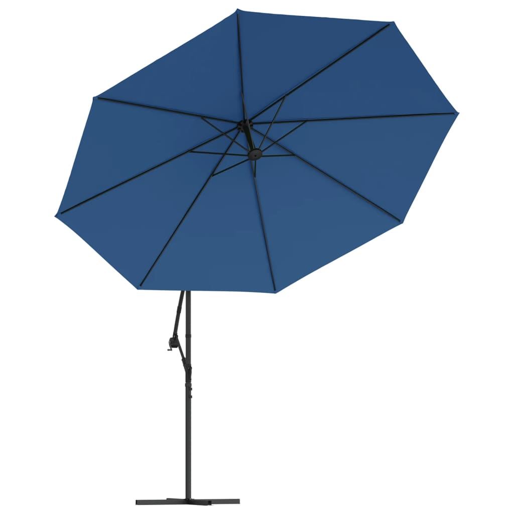 Cantilever Garden Umbrella with Azure Blue LED Lights