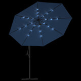 Cantilever Garden Umbrella with Azure Blue LED Lights