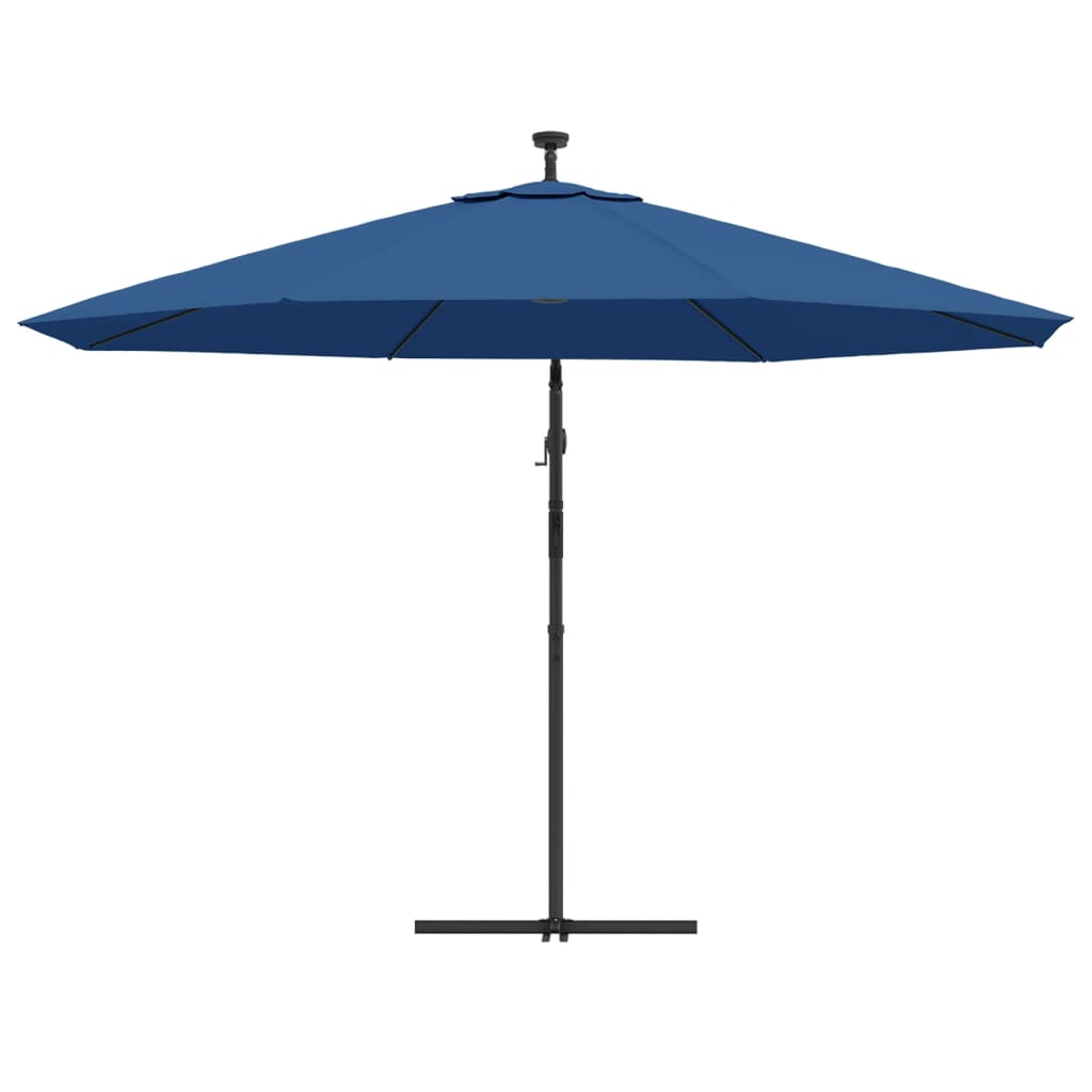 Cantilever Garden Umbrella with Azure Blue LED Lights