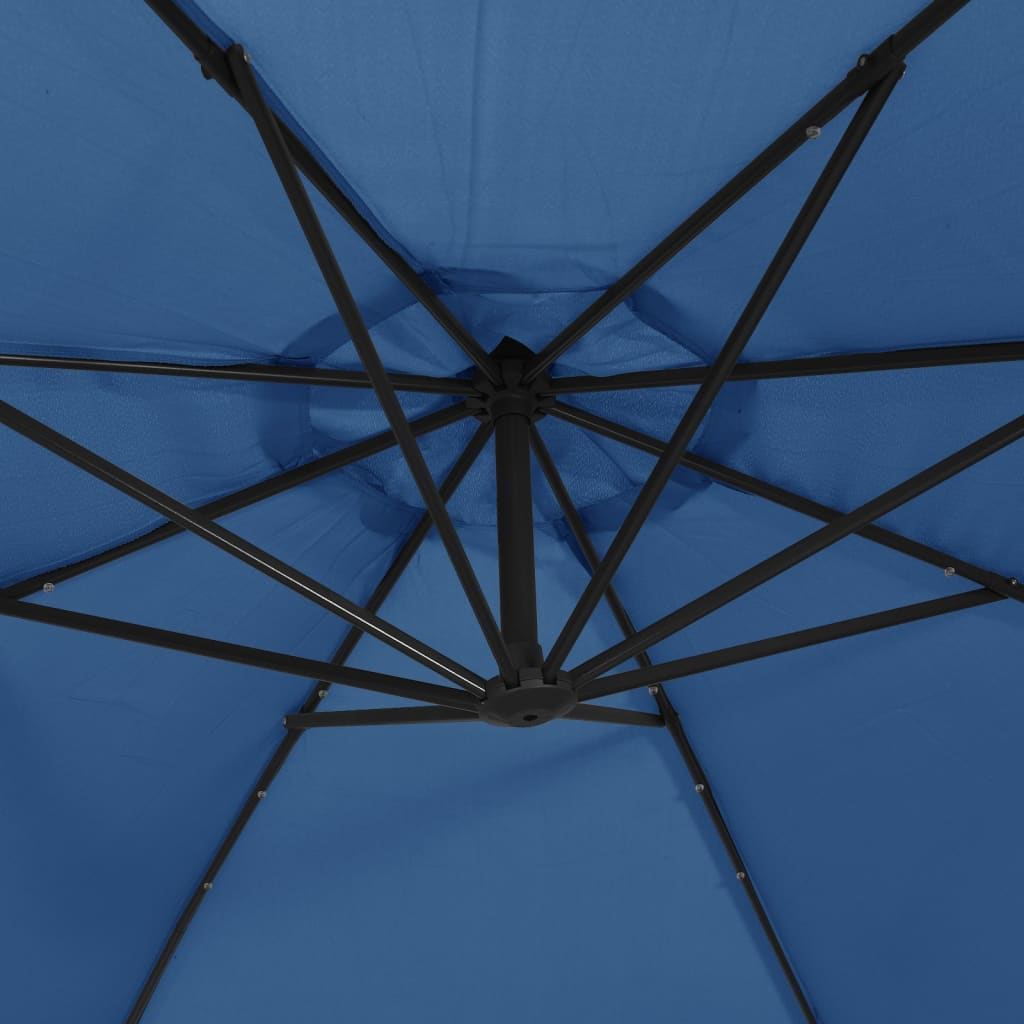 Cantilever Garden Umbrella with Azure Blue LED Lights