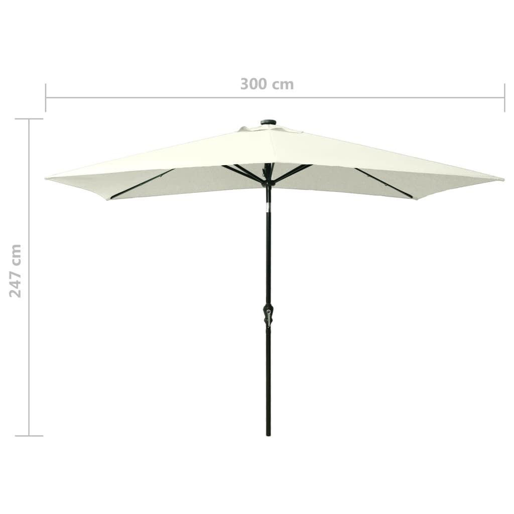 Garden parasol with LED and sand steel pole 2x3 m