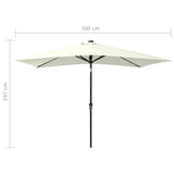 Garden parasol with LED and sand steel pole 2x3 m