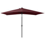 Garden parasol with LED and burgundy red steel pole 2x3 m