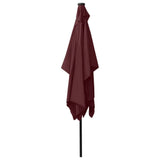 Garden parasol with LED and burgundy red steel pole 2x3 m