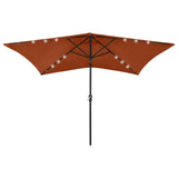 Garden parasol with LED and terracotta steel pole 2x3 m