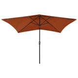 Garden parasol with LED and terracotta steel pole 2x3 m