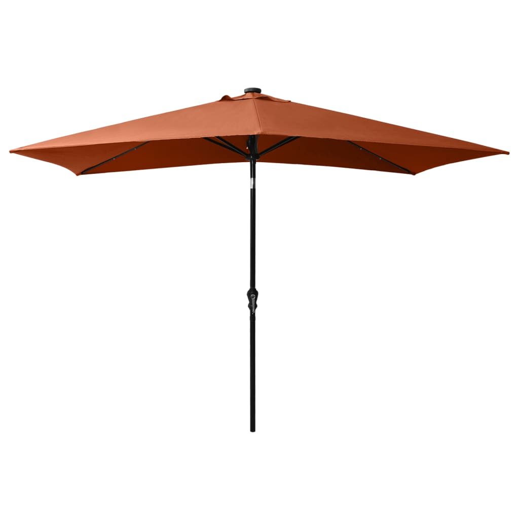 Garden parasol with LED and terracotta steel pole 2x3 m