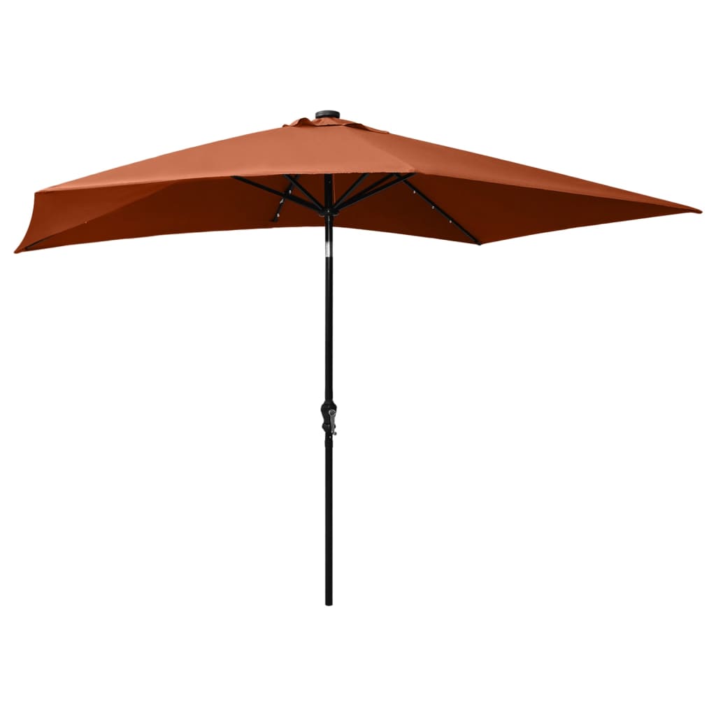 Garden parasol with LED and terracotta steel pole 2x3 m