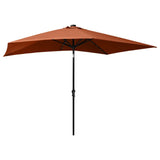 Garden parasol with LED and terracotta steel pole 2x3 m