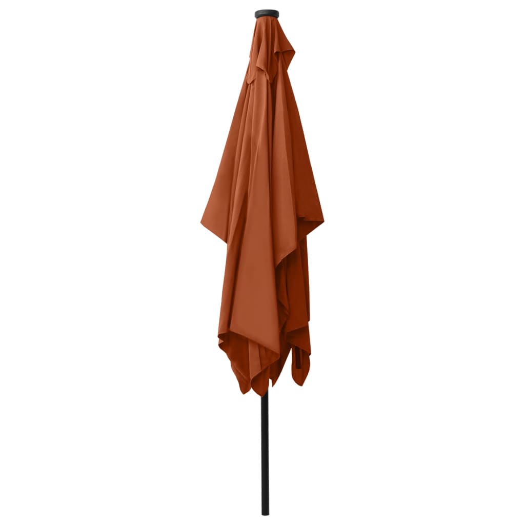 Garden parasol with LED and terracotta steel pole 2x3 m