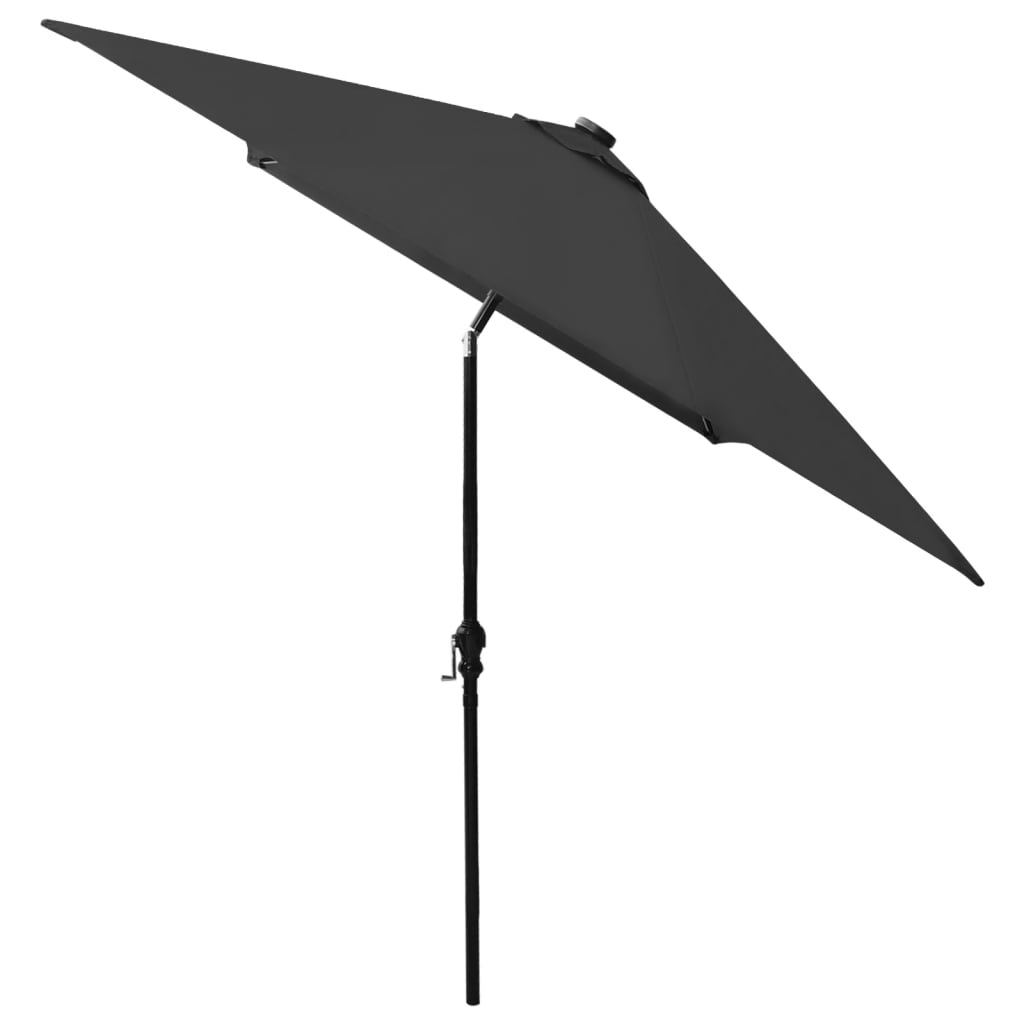 Garden parasol with LED and black steel pole 2x3 m