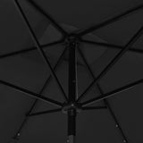 Garden parasol with LED and black steel pole 2x3 m