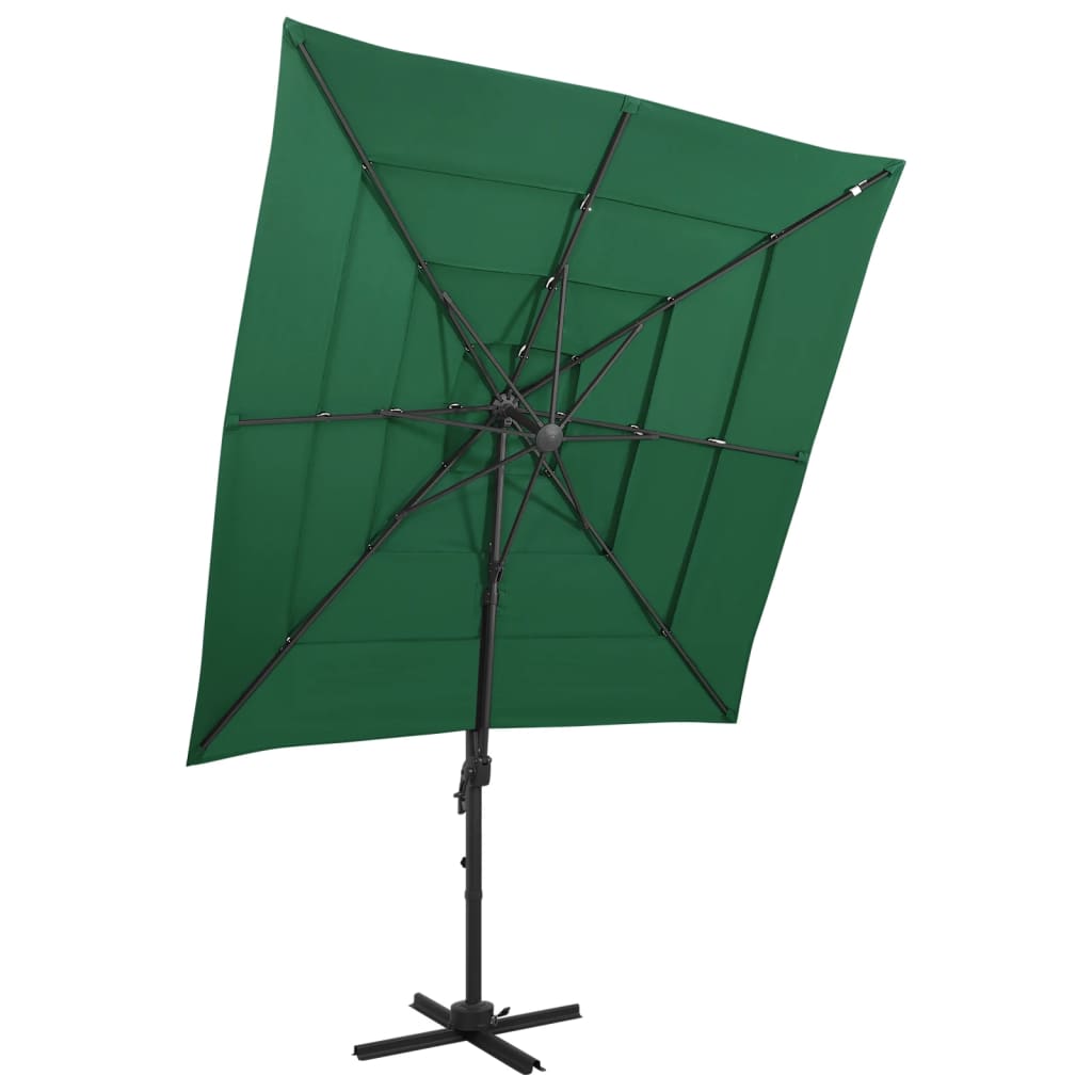 4 Tier Garden Umbrella with Green Aluminum Pole