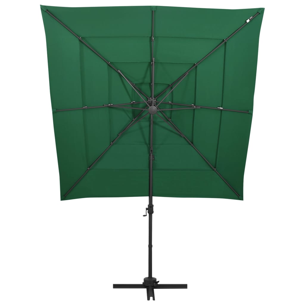 4 Tier Garden Umbrella with Green Aluminum Pole