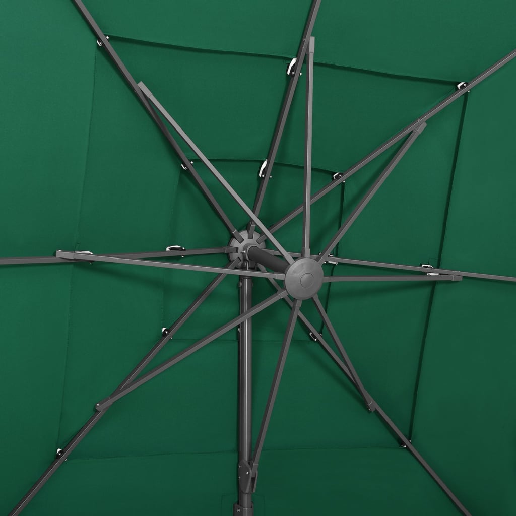 4 Tier Garden Umbrella with Green Aluminum Pole