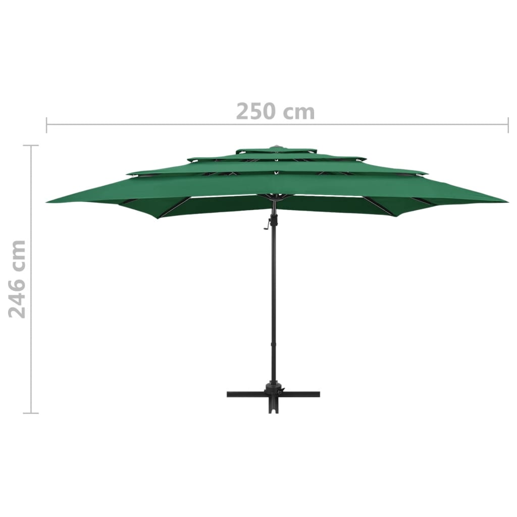 4 Tier Garden Umbrella with Green Aluminum Pole