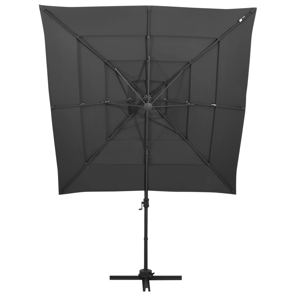 4-tier garden parasol with anthracite aluminium pole