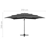 4-tier garden parasol with anthracite aluminium pole