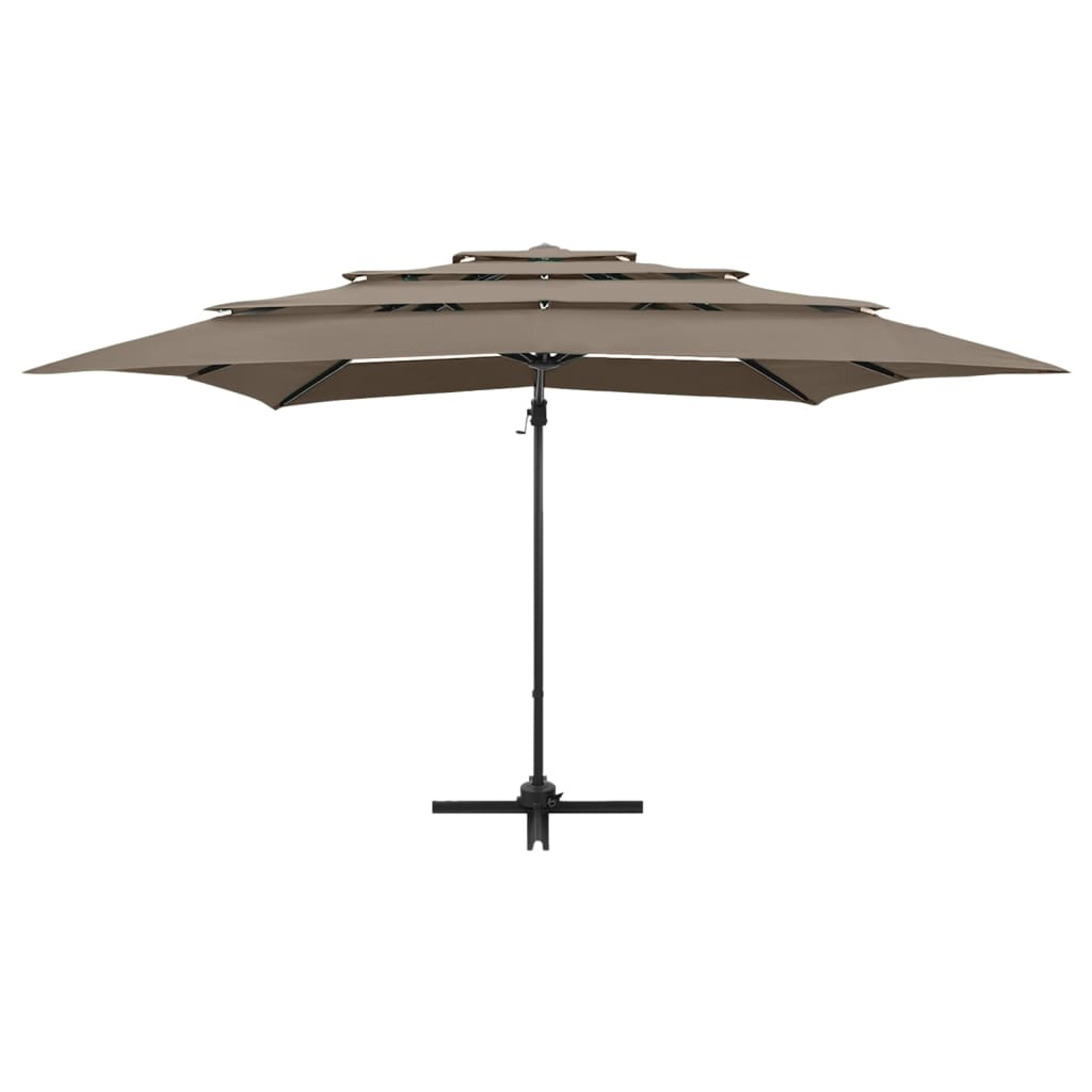 4-tier garden umbrella with taupe aluminum pole