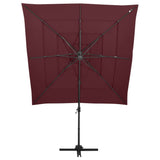 4-tier garden parasol with burgundy red aluminium pole