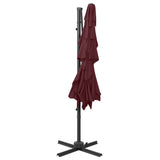 4-tier garden parasol with burgundy red aluminium pole