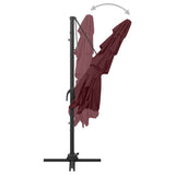 4-tier garden parasol with burgundy red aluminium pole