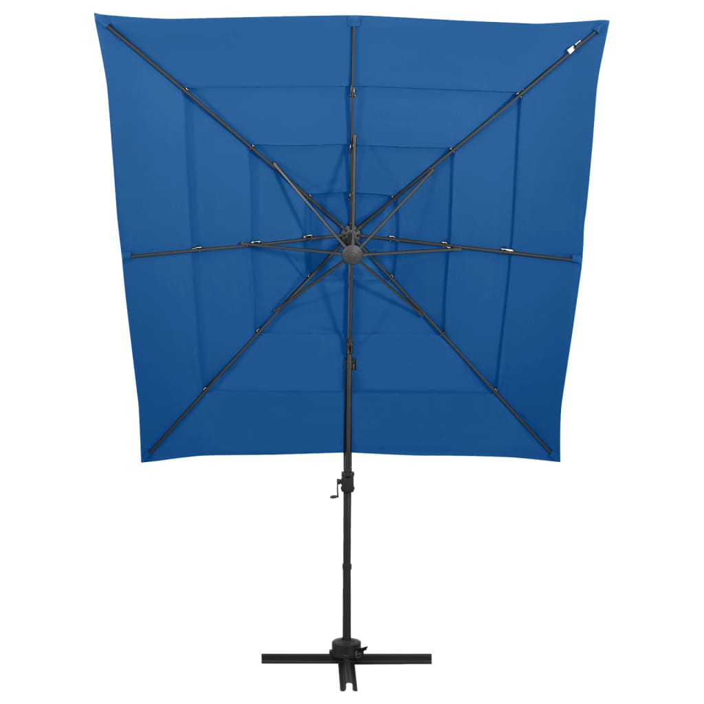 4 Tier Garden Umbrella with Azure Blue Aluminum Pole