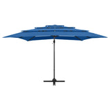 4 Tier Garden Umbrella with Azure Blue Aluminum Pole