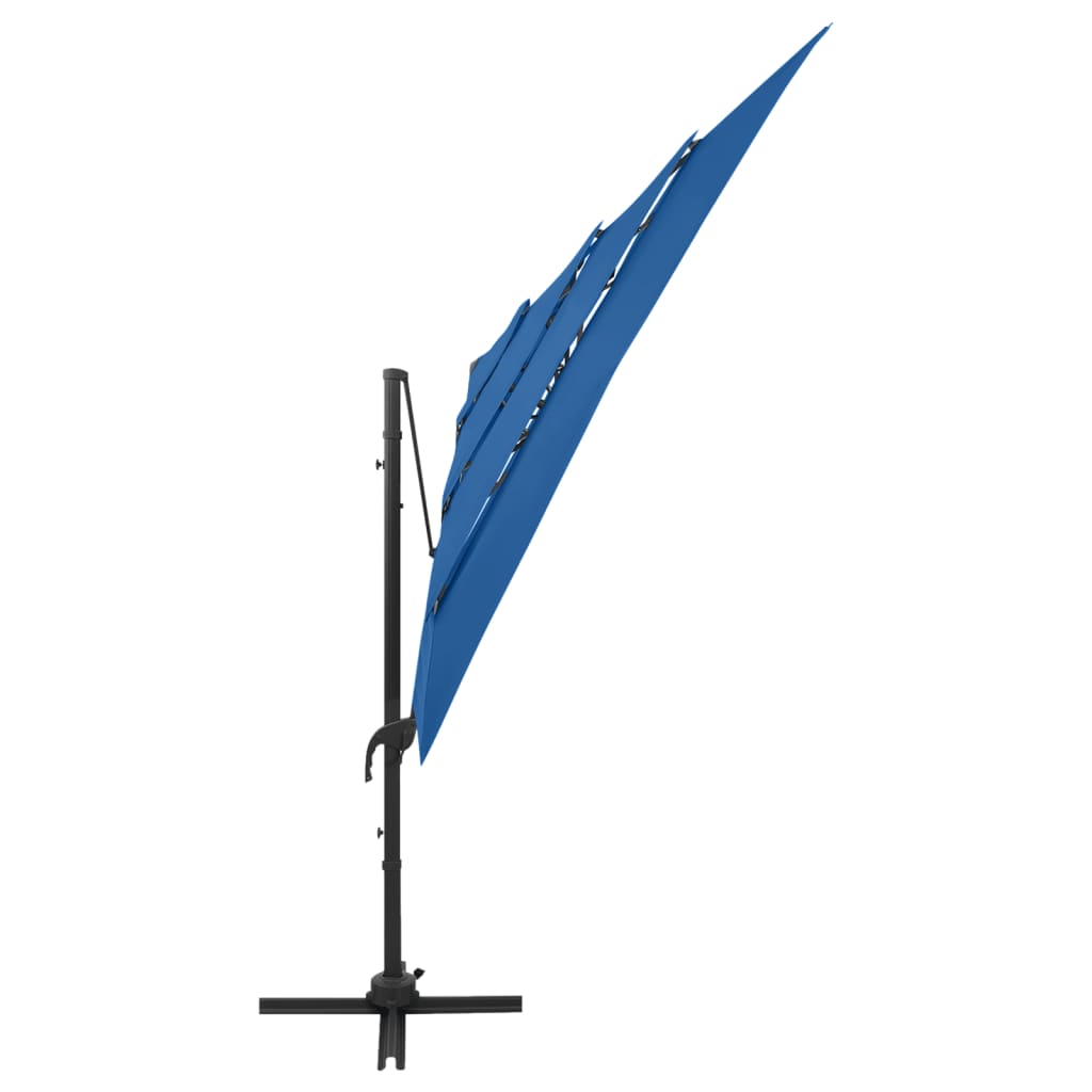 4 Tier Garden Umbrella with Azure Blue Aluminum Pole