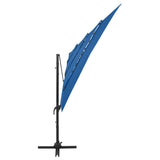 4 Tier Garden Umbrella with Azure Blue Aluminum Pole