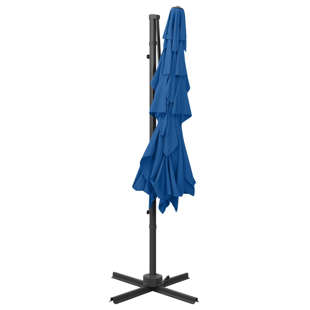 4 Tier Garden Umbrella with Azure Blue Aluminum Pole