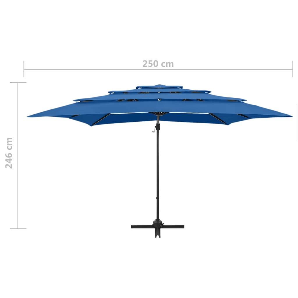 4 Tier Garden Umbrella with Azure Blue Aluminum Pole