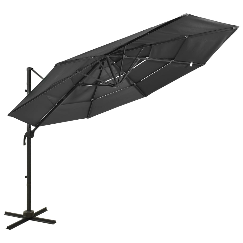 4-tier garden parasol with anthracite aluminium pole