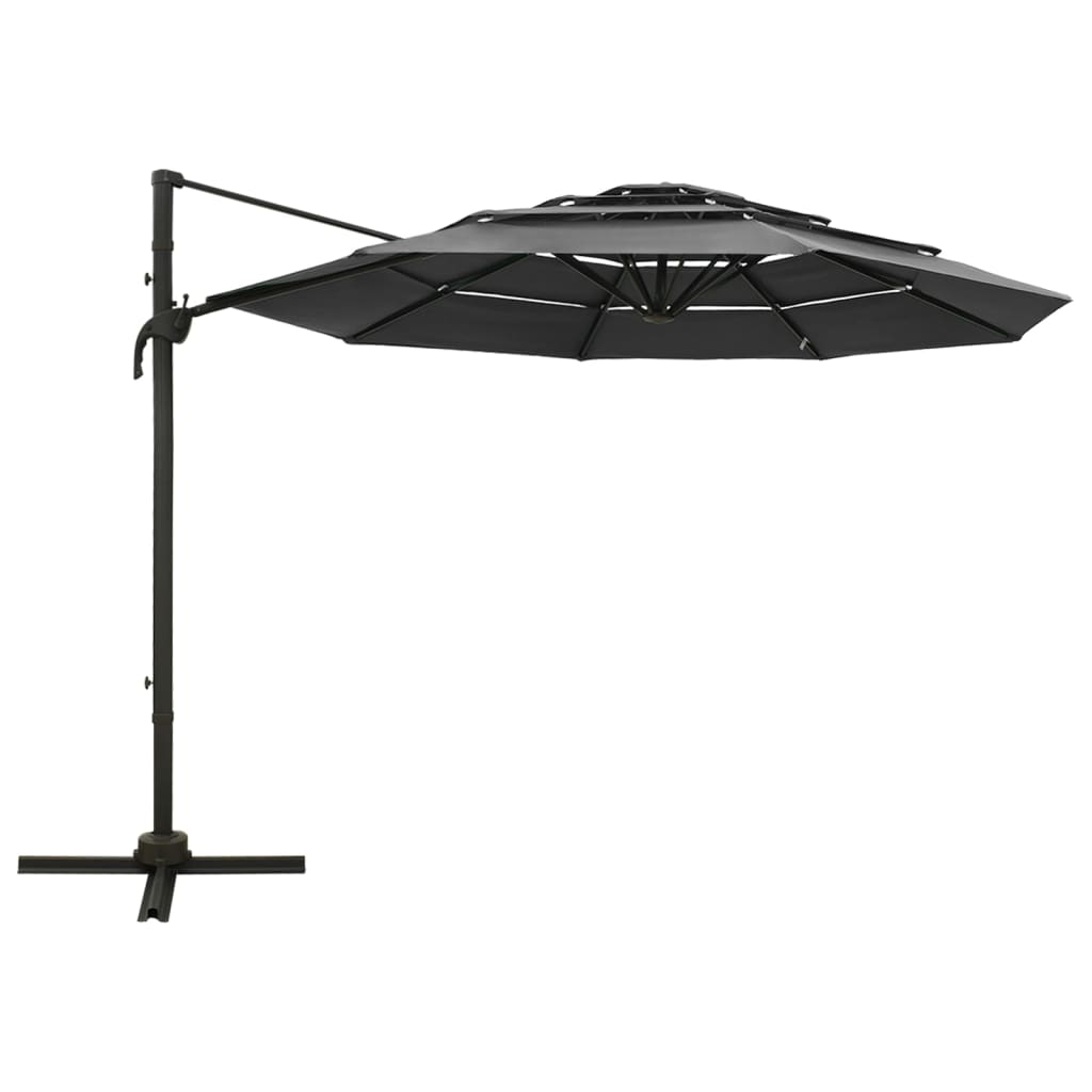 4-tier garden parasol with anthracite aluminium pole