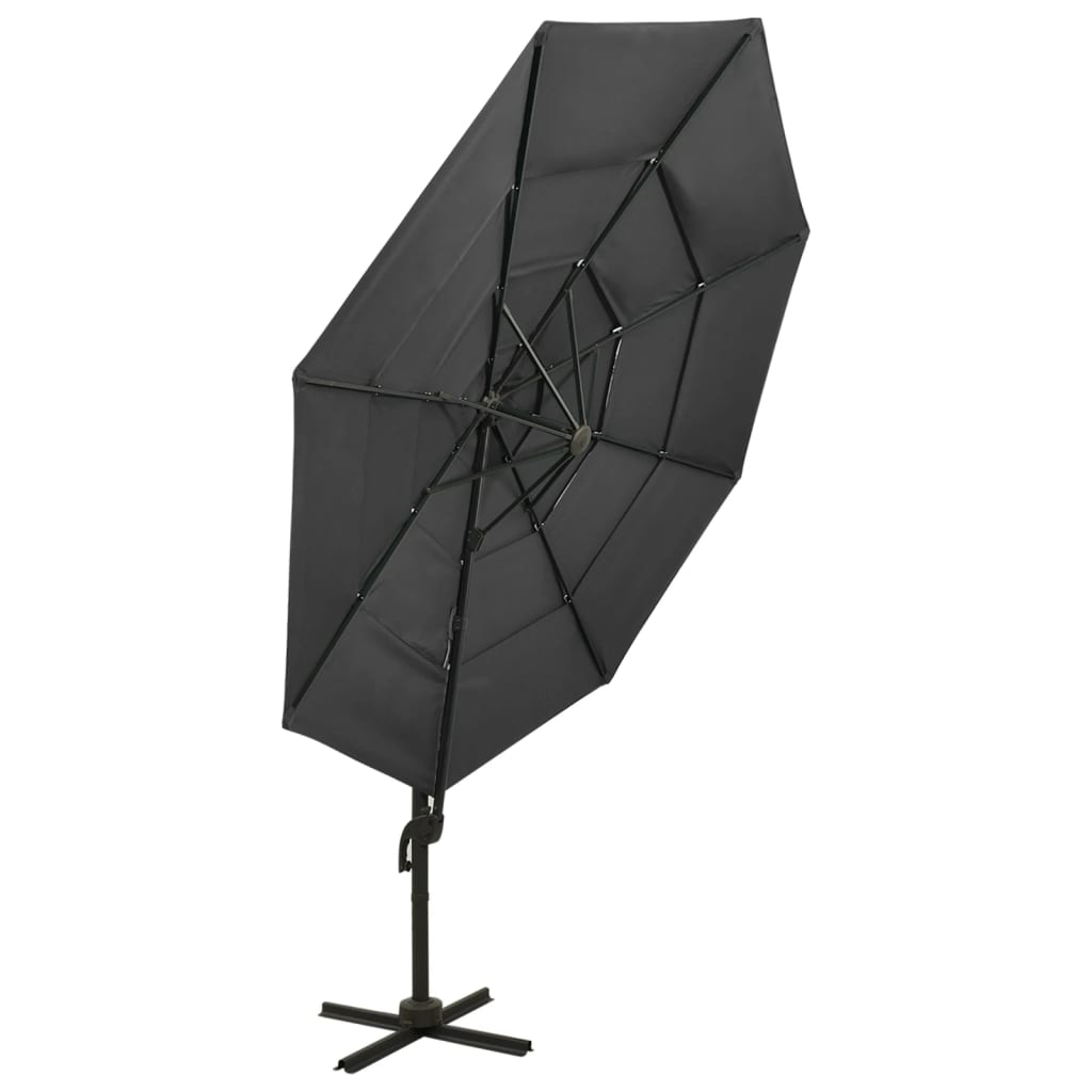 4-tier garden parasol with anthracite aluminium pole