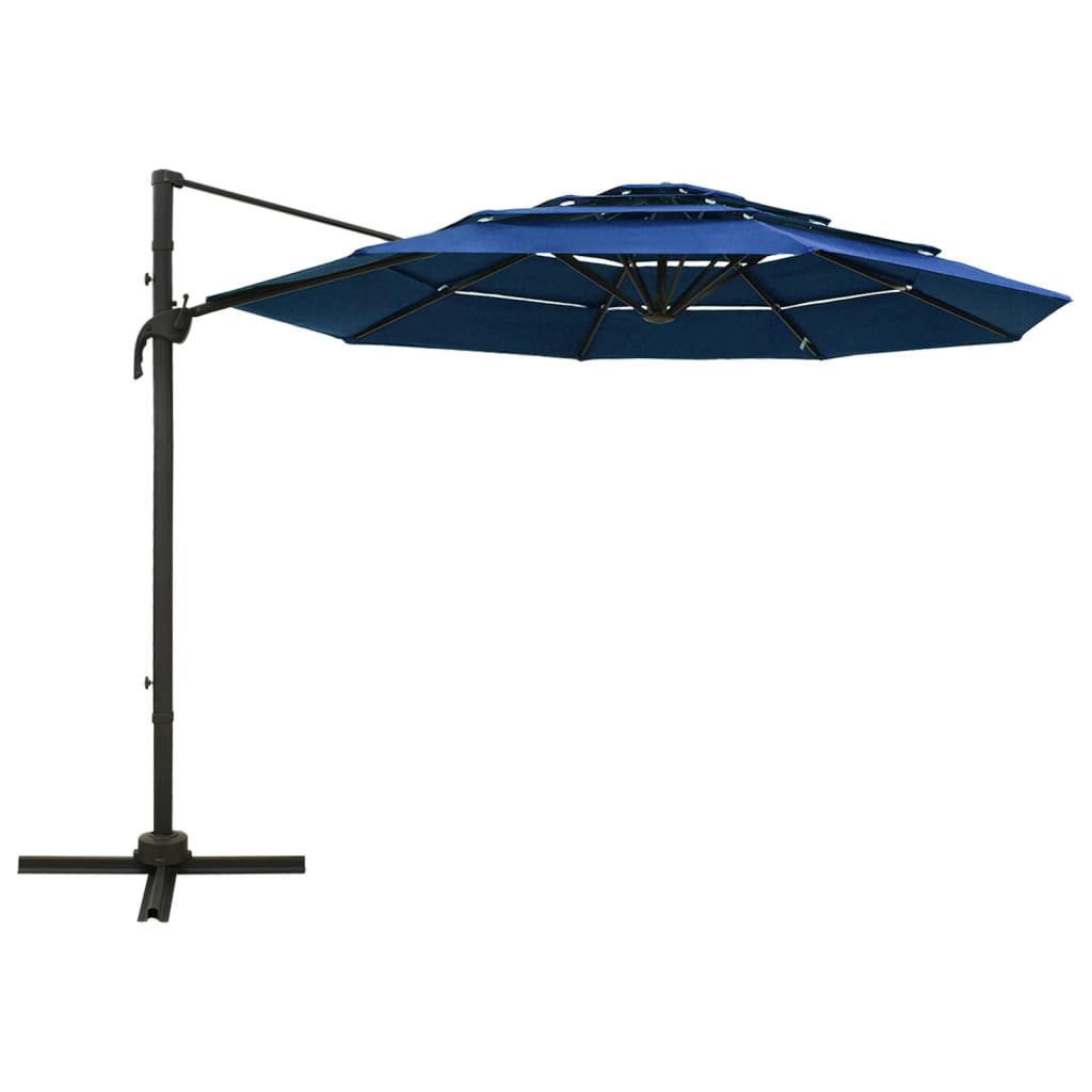 4 Tier Garden Parasol with Azure Blue Aluminum Pole