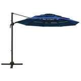 4 Tier Garden Parasol with Azure Blue Aluminum Pole