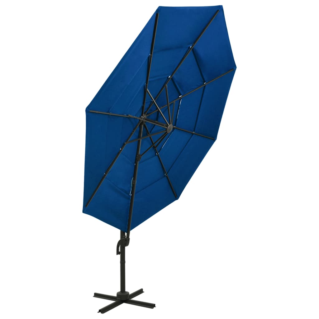 4 Tier Garden Parasol with Azure Blue Aluminum Pole