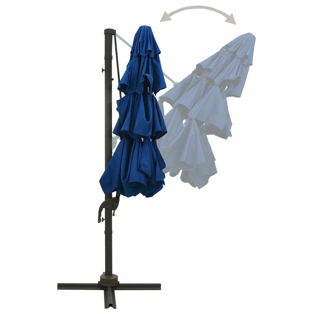 4 Tier Garden Parasol with Azure Blue Aluminum Pole