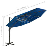 4 Tier Garden Parasol with Azure Blue Aluminum Pole