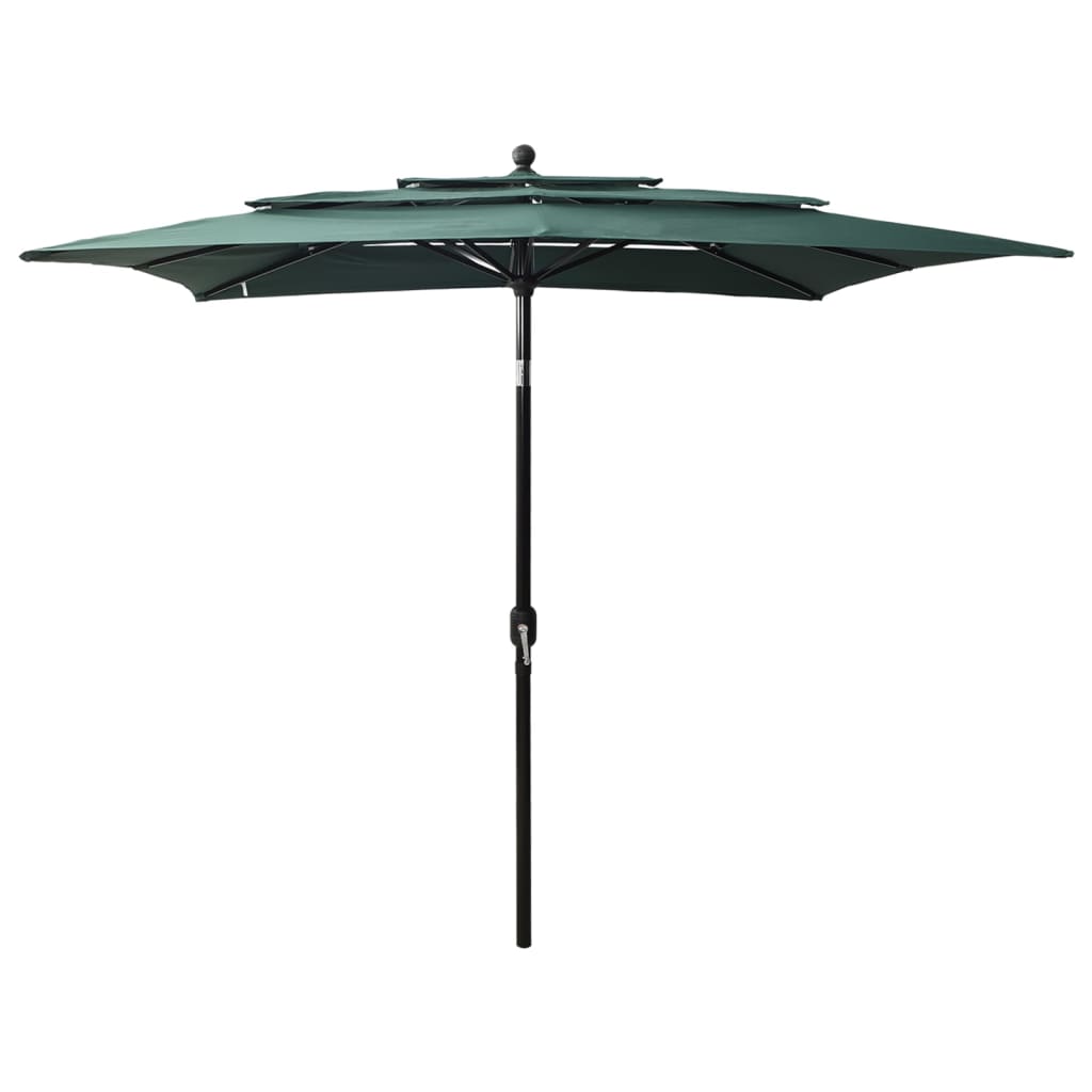 3 Tier Garden Parasol with Green Aluminum Pole