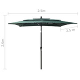 3 Tier Garden Parasol with Green Aluminum Pole