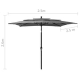 3-tier garden parasol with anthracite aluminium pole