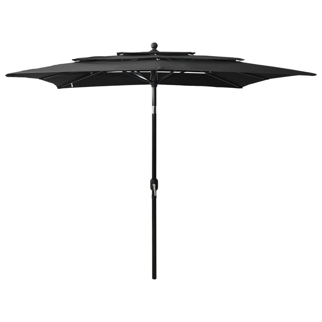 3 Tier Garden Parasol with Black Aluminum Pole