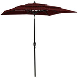 3-tier garden parasol with burgundy red aluminium pole